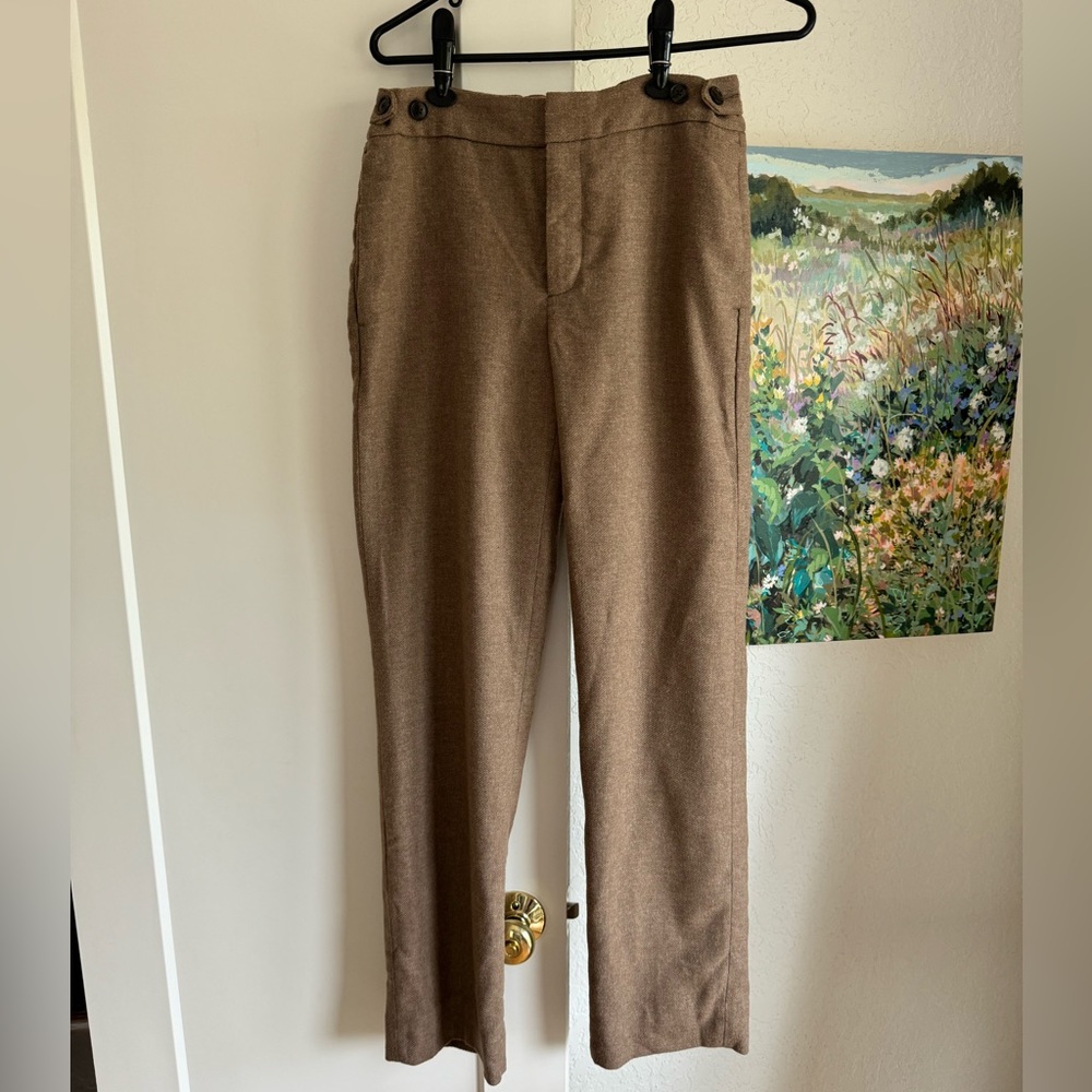 Banana Republic women’s camel wool blend wide leg trousers size 2L